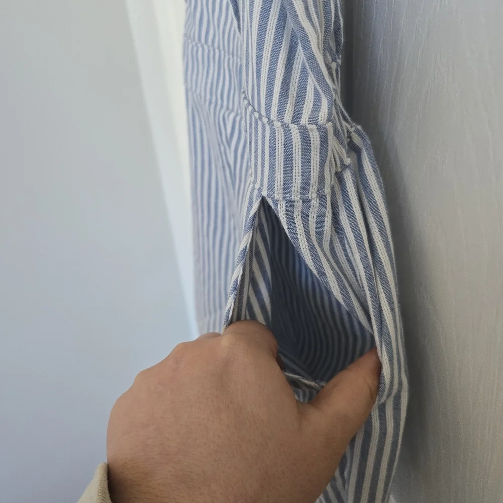 Pink Lily | Girls Blue Seersucker Romper | Small (size 5/6) - Picture 5 of 5